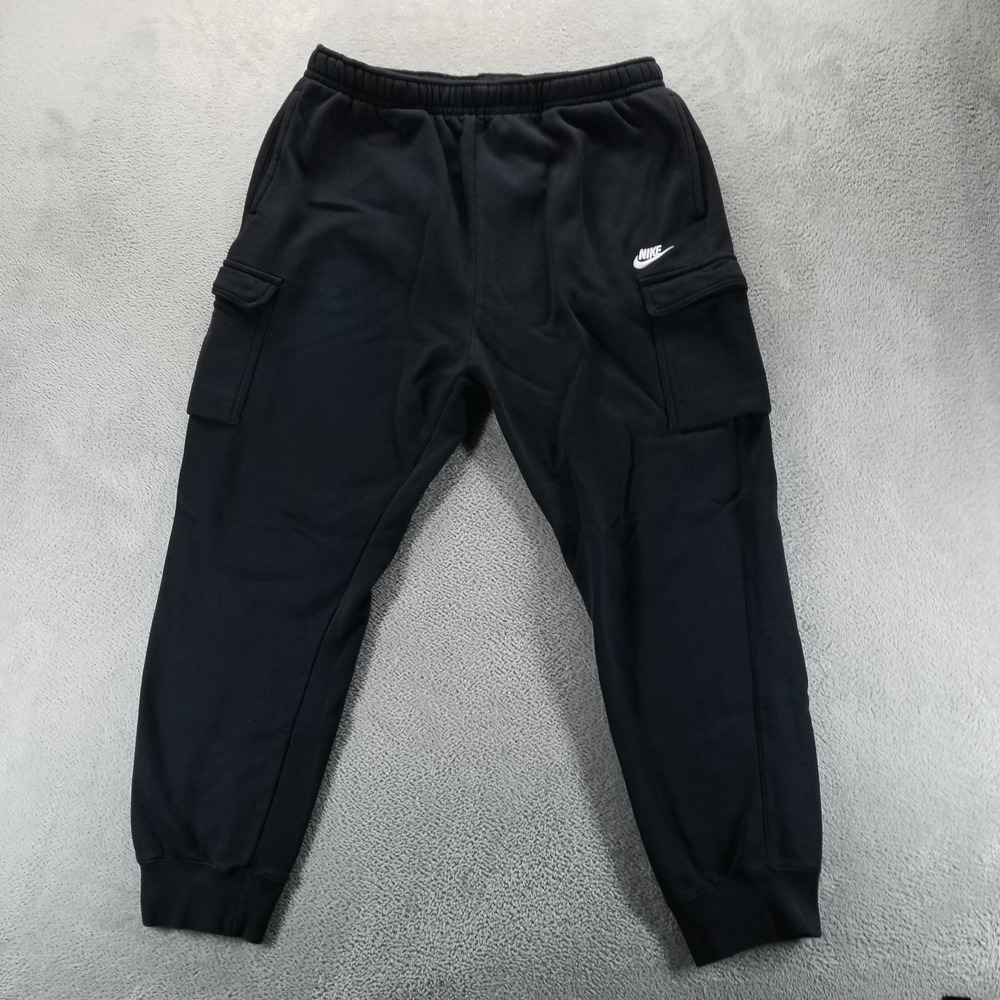 Nike Sweatpants Mens 2XLT Black Fleece Cargo Joggers Elastic Pockets Gym Workout